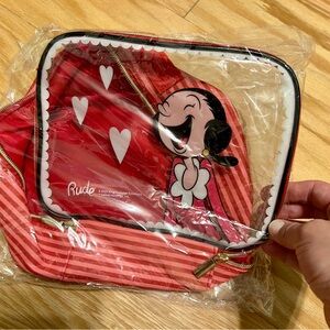 RUDE Olive Oyl Clear Cosmetic Bag - Red with White Logo